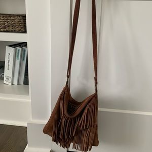 Maja Brown fringe crossbody bag